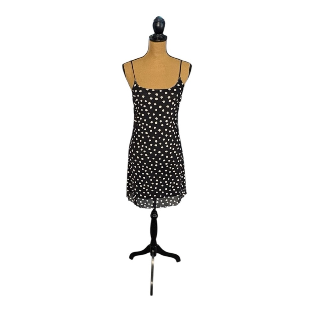 BP Black Daisy Floral Spaghetti Strap Mesh Slip Dress Women’s Small Y2K 90s NWT - Picture 3 of 9